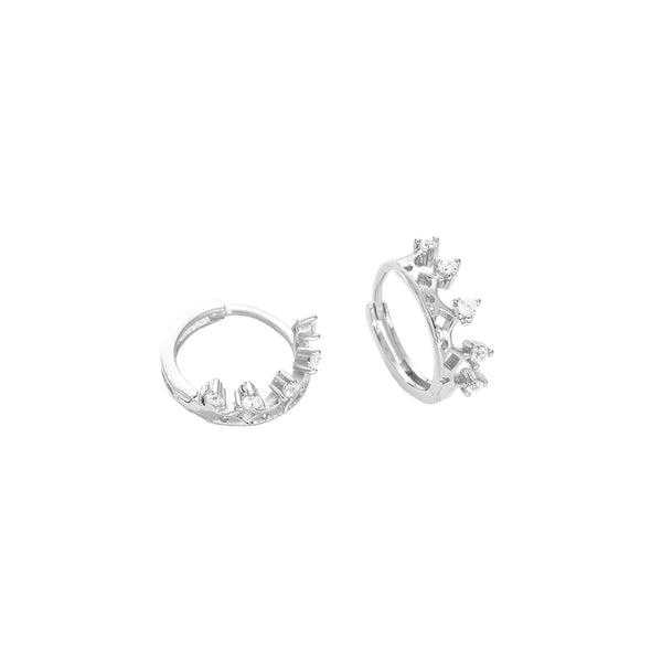FE2848 925 Sterling Silver Geometric CZ Hoop Earring