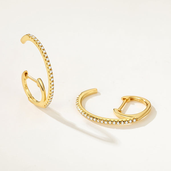 FE2229 925 Sterling Silver Number 6 Arched Hoop Earrings