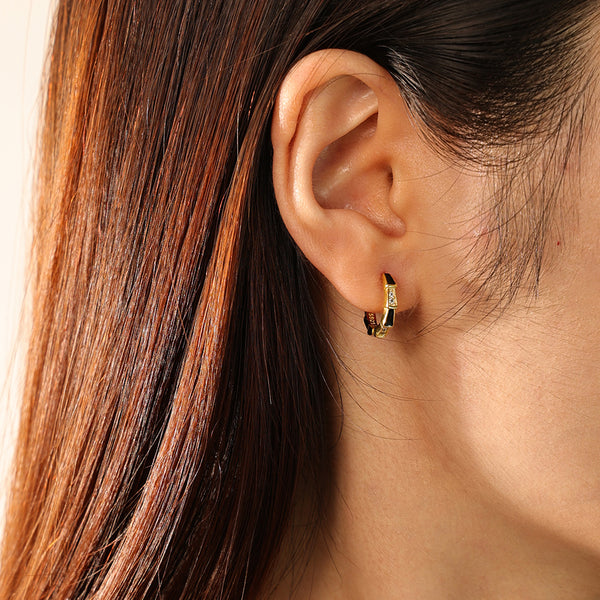 FE2762 925 Sterling Silver Enamel Hoop Earrings