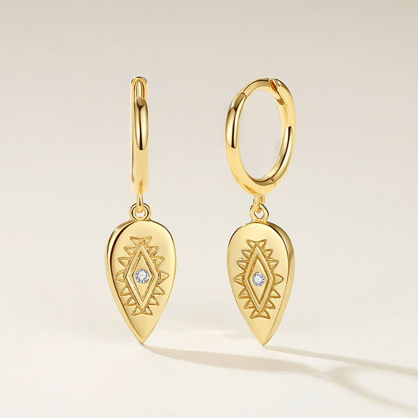 FE2149 925 Sterling Silver Water Drop Totem Dangle Earrings