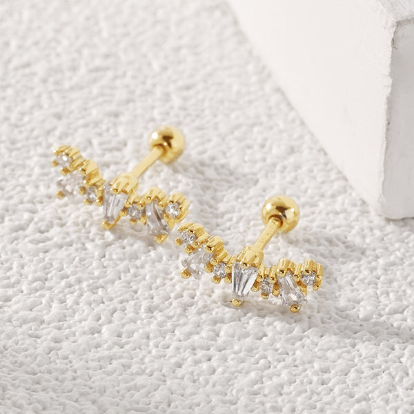 FE2057 925 Sterling Silver CZ Barbell Stus Earrings