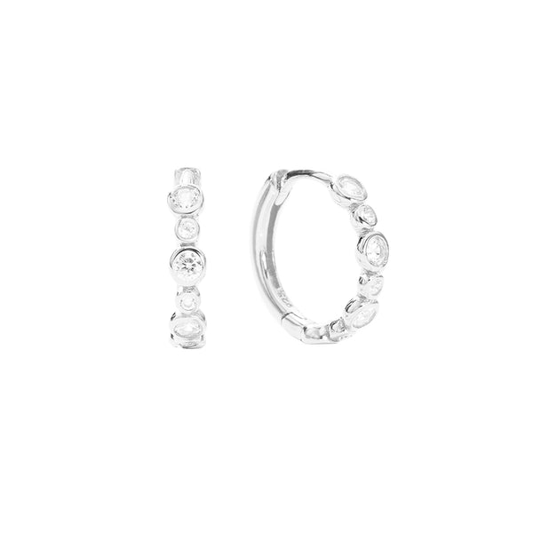 FE2867 925 Sterling Silver Zircon Pave Hoop Earrings