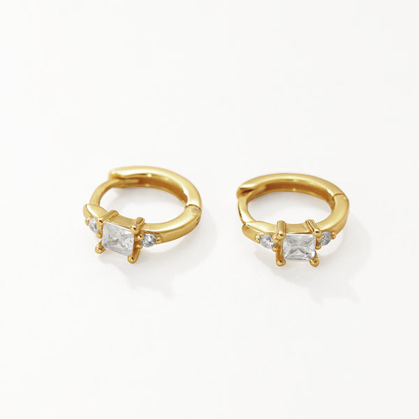 FE3171 Princess Zirconia Hoop Earring