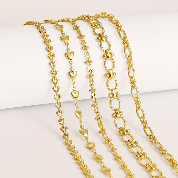 Puff Heart Link Chain Necklace