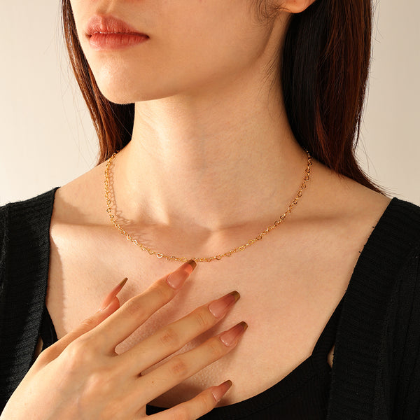 FX1289 925 Sterling Silver Heart Chain Necklace For Women