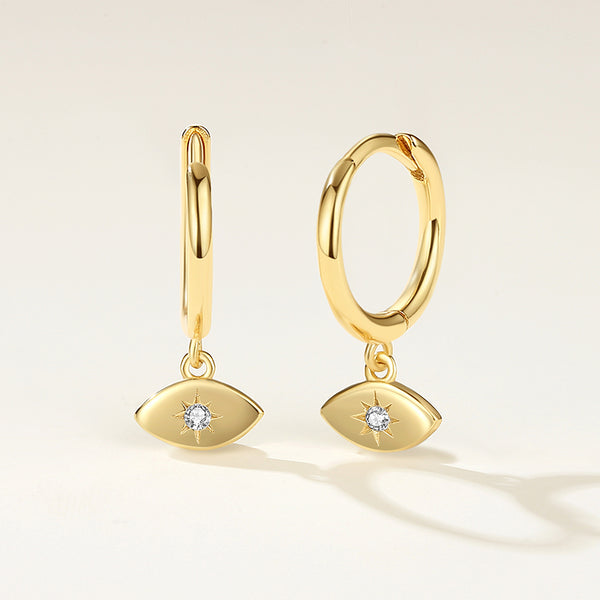 FE2127 925 Sterling Silver Cubic Zircon Eye Dangle Earrings