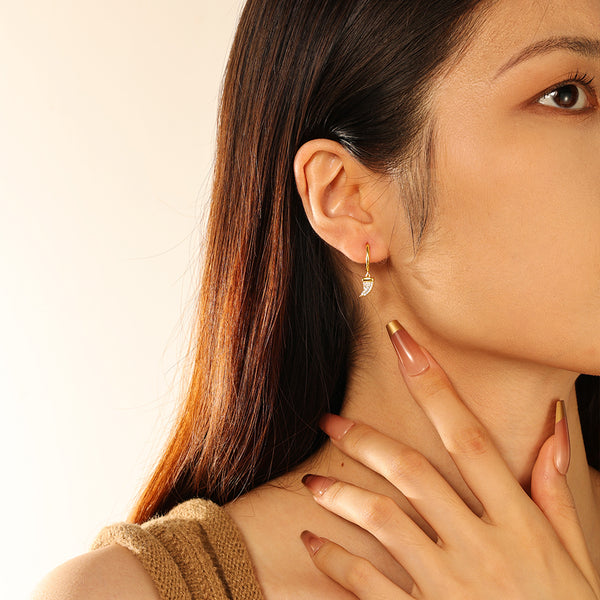 FE2853 925 Sterling Silver Chili Dangle Hoop Earrings