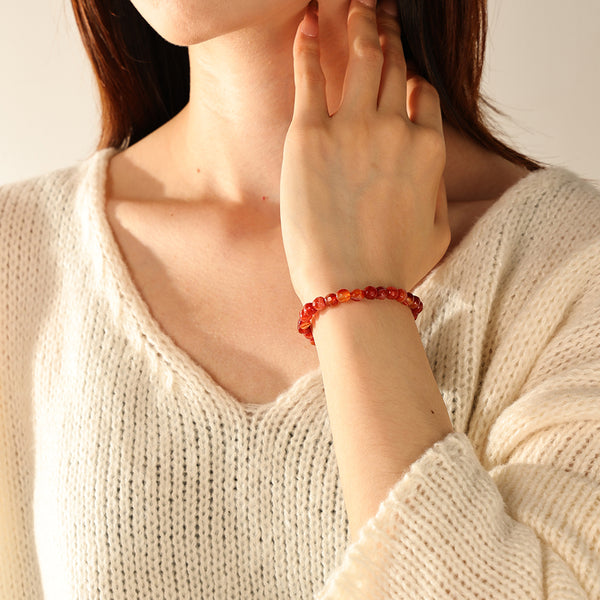 PB0113 Red Agate Charm Beaded Bracelets