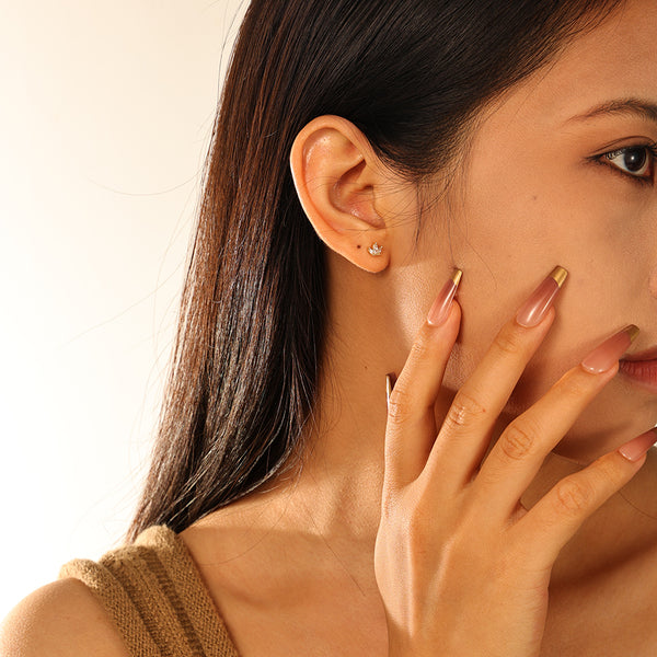 FE2764 925 Sterling Silver Crown Screw Earrings