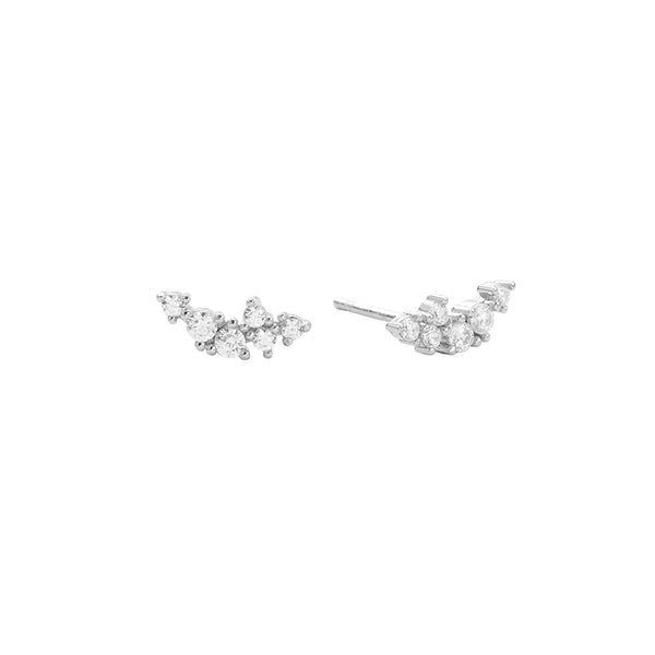 FE2883 925 Sterling Silver Pave Crystal Stud Earrings