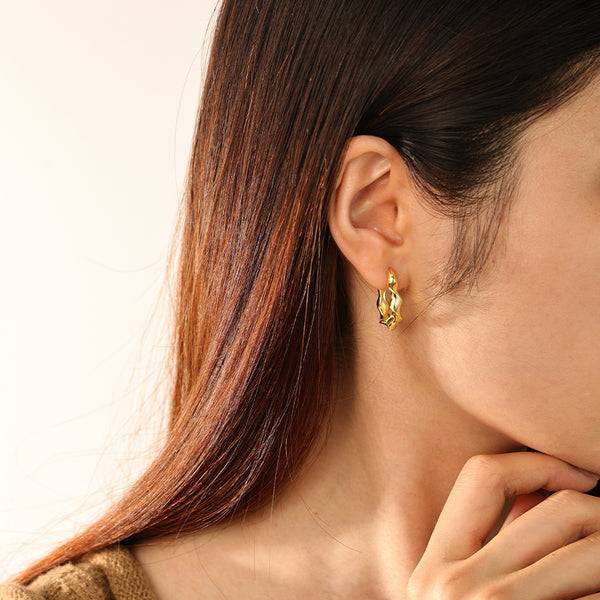 FE2822 925 Sterling Silver Twist Huggie Hoop Earrings