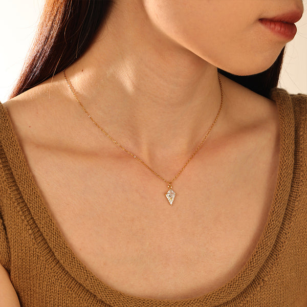 FX1183 925 Sterling Silver Triangles Pendant Necklace