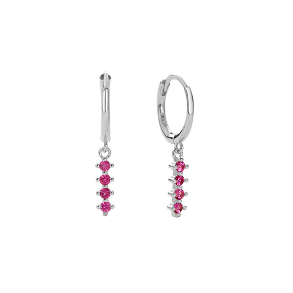 FE2745 925 Sterling Silver Multicolored Zirconia Dangle Hoop Earrings