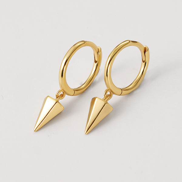 FE2210 925 Sterling Silver Quality Pointed Cone Dangle Earrings