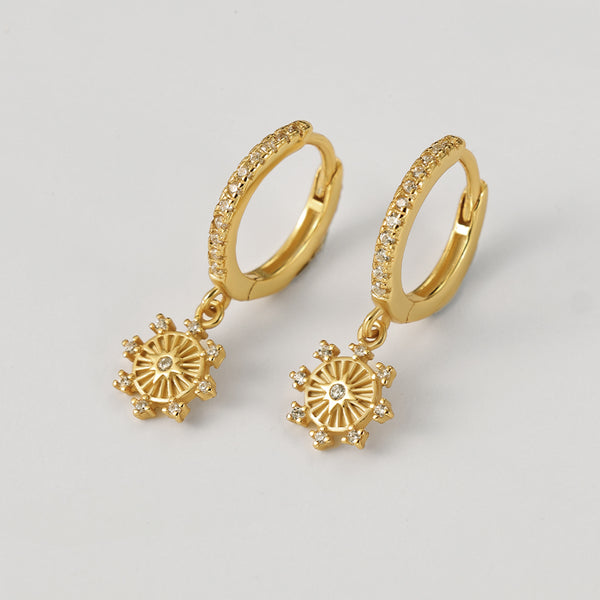 FE2153 925 Sterling Silver Shining Eight-Pointed Star Dangle Earrings