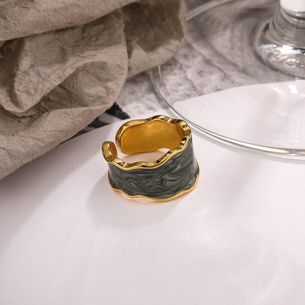 FJ0841 925 Sterling Silver Wave Enamel Ring