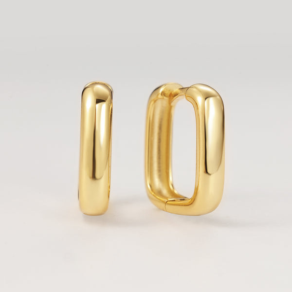 FE2081 925 Sterling Silver Minimalist Square Polished Hoop Earrings