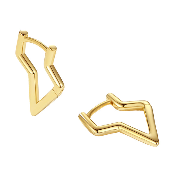 FE2083 925 Sterling Silver High Polish Lightning Hoop Earrings