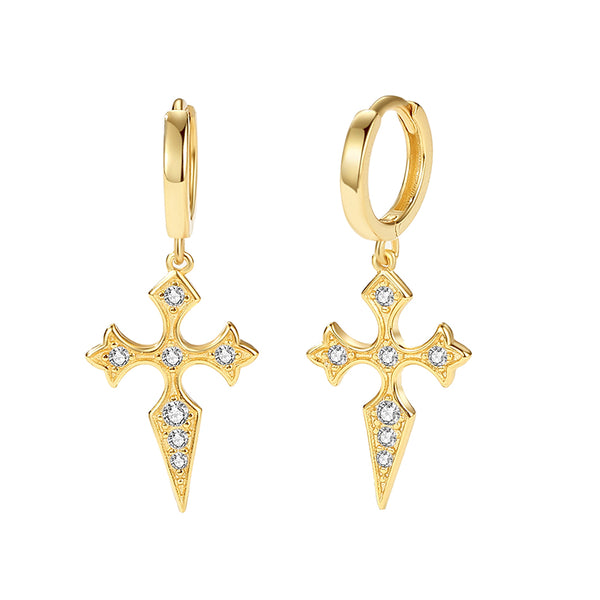 FE2109 FE2178 925 Sterling Silver Fashion Cross Pendant Hoop Earrings
