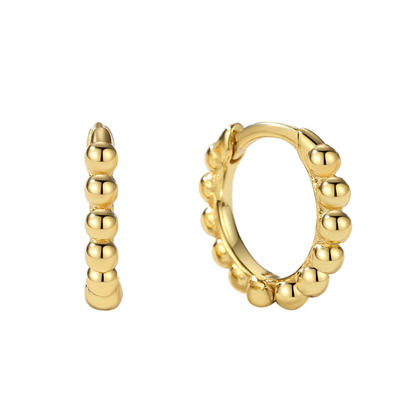 FE2110 FE2111 925 Sterling Silver Minimalist Beads Hoop Earrings