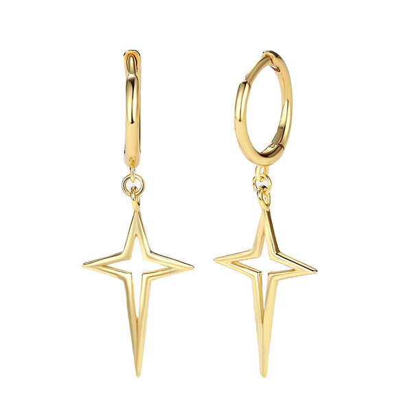 FE2119 925 Sterling Silver Corss Women Dangle Hoop Earrings