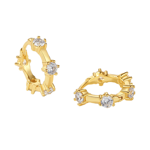 FE2163 925 Sterling Silver Geometric Shape Zircon Hoop Earrings