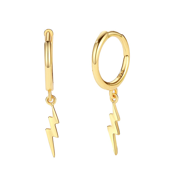 FE2209 925 Sterling Silver High Polished Lightning Dangle Earrings