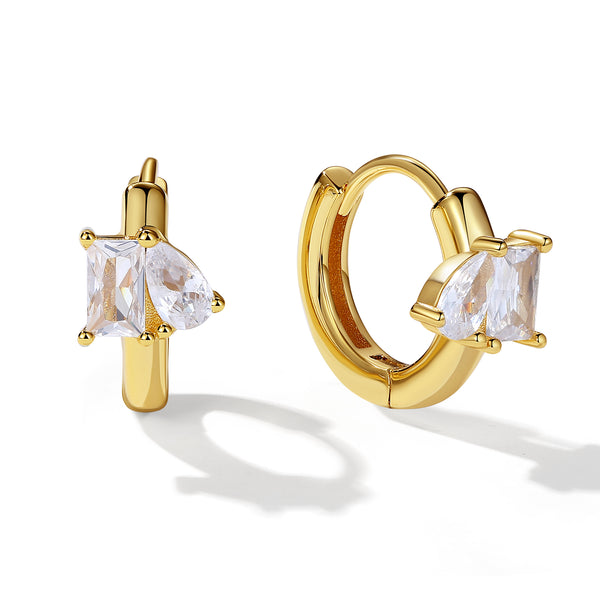 VFE0055 Baguette Cut & Pear Cut Zirconia Hoop Earrings