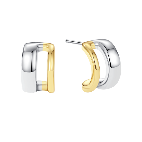 VFE0052 Double Plated Duet Mixed Huggie Hoops Earrings