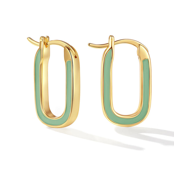 VFE0061 Oval Enamel Hoop Earrings