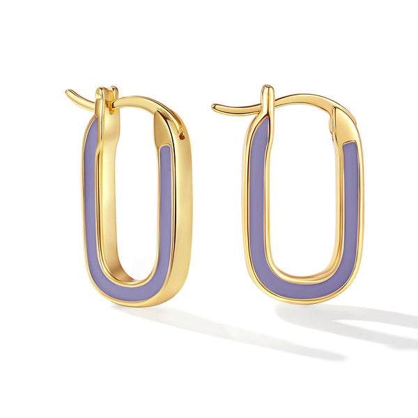 VFE0061 Oval Enamel Hoop Earrings