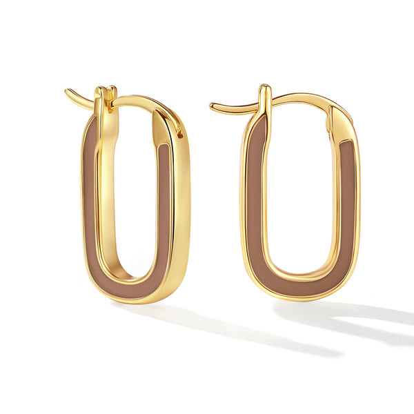 VFE0061 Oval Enamel Hoop Earrings
