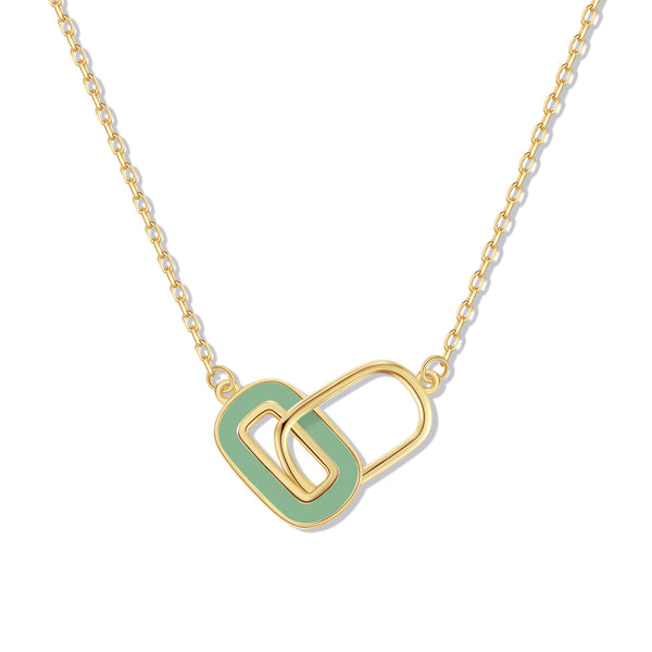 VFX0030 Interlocking Oval Enamel Necklace