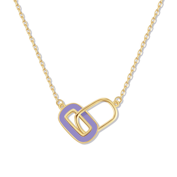 VFX0030 Interlocking Oval Enamel Necklace
