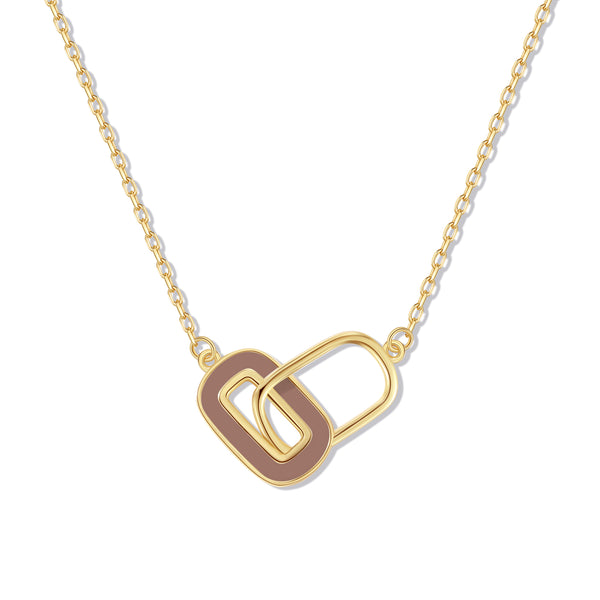 VFX0030 Interlocking Oval Enamel Necklace