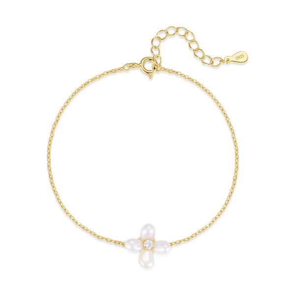 PB0164 Freshwater Pearl Flower Bracelet