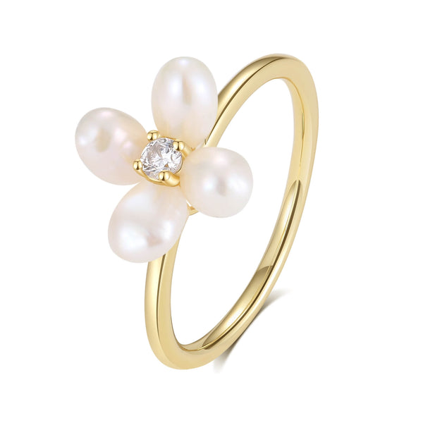 PR0039 Freshwater Pearl Flower Ring