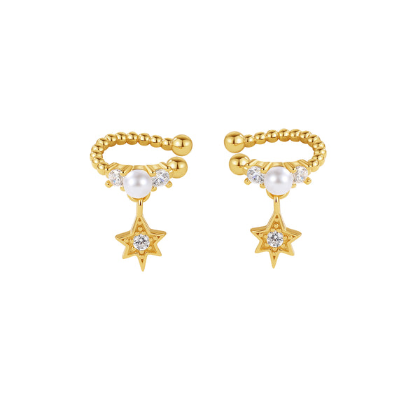 FE3178 Satrburst CZ Shell Pearl Ear Cuff