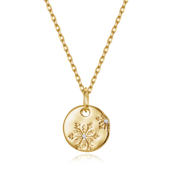 VFX0870 Coin Snowflake Pendant Necklace