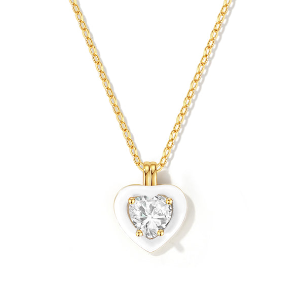 VFX0080 Colorful CZ Emanel Heart Necklace