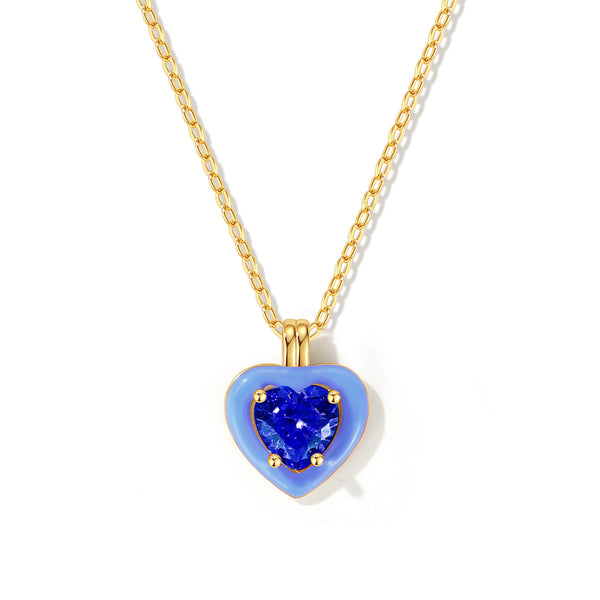 VFX0080 Colorful CZ Emanel Heart Necklace