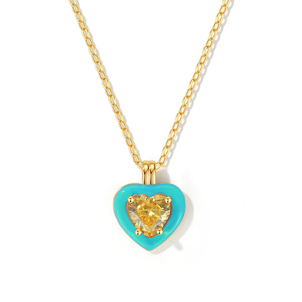 VFX0080 Colorful CZ Emanel Heart Necklace