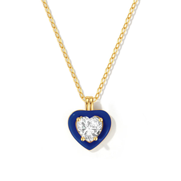 VFX0080 Colorful CZ Emanel Heart Necklace