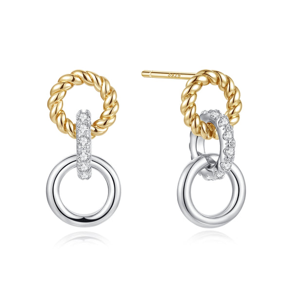 BVFE0787 Two Tone Interlocked Triple Circle Studs