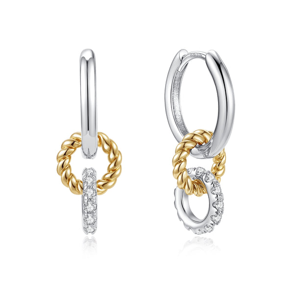 BVFE0786 Two Tone Interlocked Triple Circle Hoop