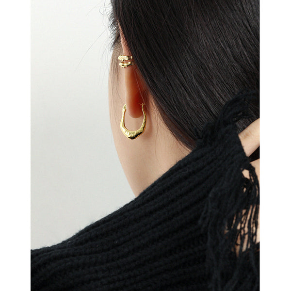 RHE1130 925 Sterling Silver Dainty Hollow Ear Cuff