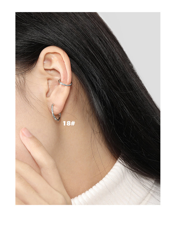 RHE1131 925 Sterling Silver Dainty Simple Round Hoop Earrings