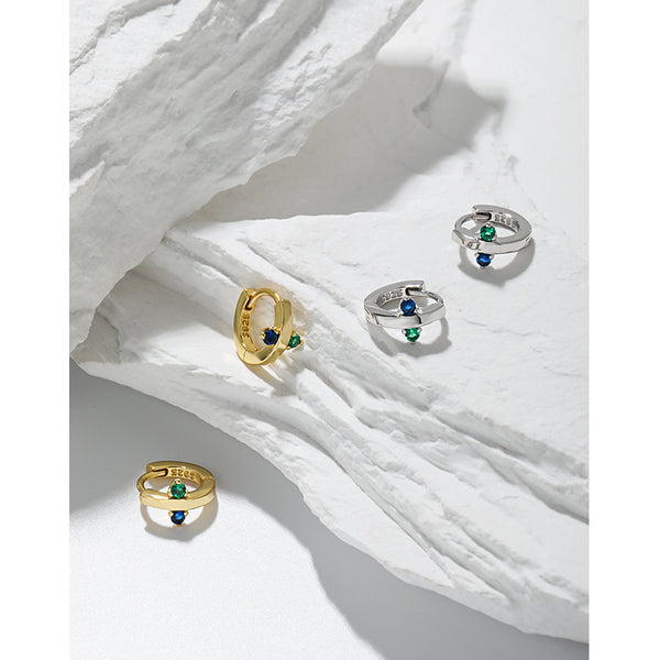 RHE1314 925 Sterling Silver Geometric Zircon Earrings