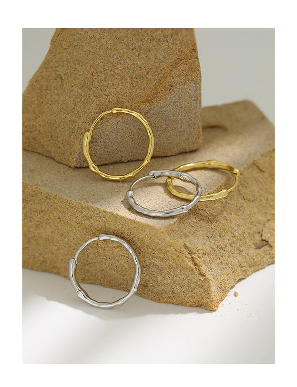 RHE1131 925 Sterling Silver Dainty Simple Round Hoop Earrings