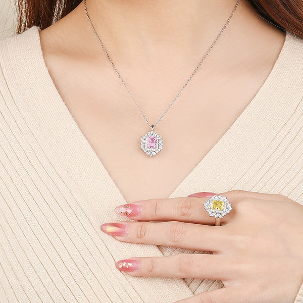 FX1219 925 Sterling Silver Luxury Stone Necklace